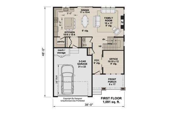 Floor Plan - Main Floor for Craftsman House Plan #51-1521 - 4 bed, 2.5 bath