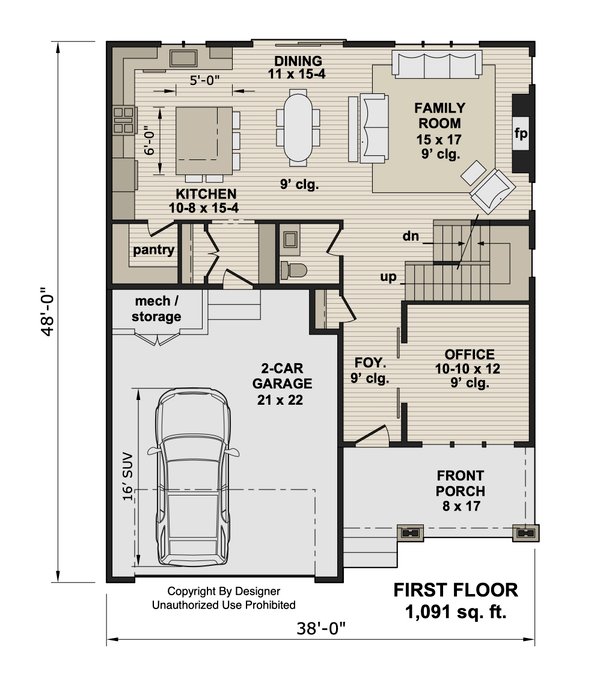 House Plan Design - Floor Plan - Main Floor for Craftsman House Plan #51-1521 - 4 bed, 2.5 bath