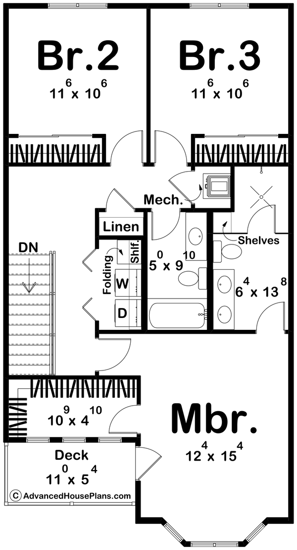 Victorian Floor Plan - Upper Floor Plan #455-462