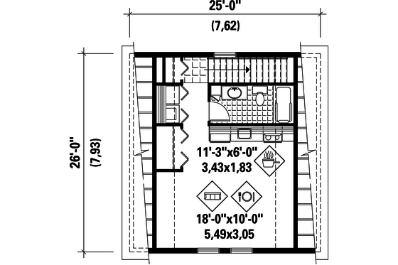 Floor Plan - Upper Floor for Farmhouse House Plan #25-4752, 1 bath