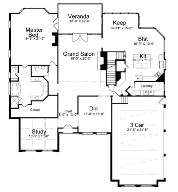 Dream House Plan - European Floor Plan - Main Floor Plan #119-360