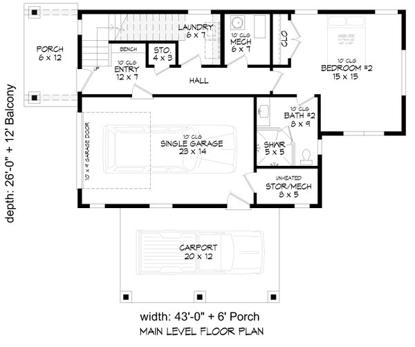 Contemporary Floor Plan - Main Floor Plan #932-1223