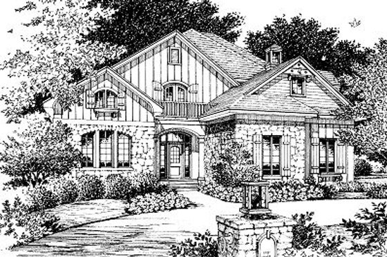 Exterior - Front Elevation for European House Plan #417-255 - 3 bed, 2.5 bath