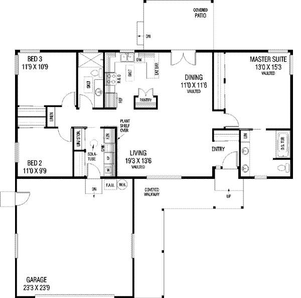 Home Plan - Ranch Floor Plan - Main Floor Plan #60-495