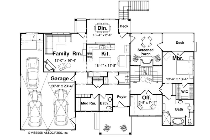 House Plan Design - Floor Plan - Main Floor for Farmhouse House Plan #928-459 - 4 bed, 2.5 bath