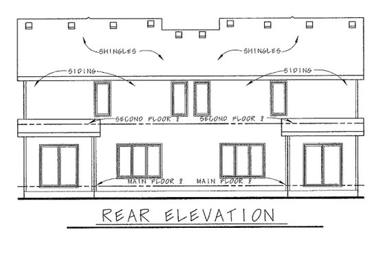 Exterior - Rear Elevation for Traditional House Plan #20-2092 - 3 bed, 2.5 bath