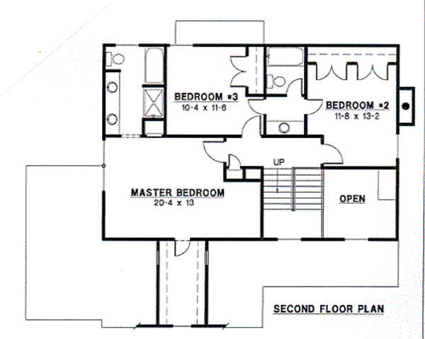 Traditional Floor Plan - Upper Floor Plan #67-476