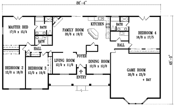 Adobe / Southwestern Floor Plan - Main Floor Plan #1-1130