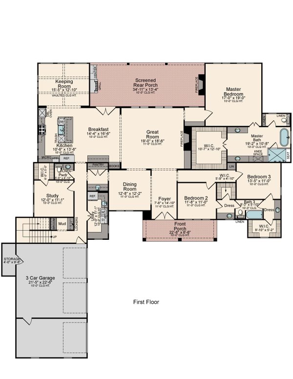 Dream House Plan - Traditional Floor Plan - Main Floor Plan #1081-29