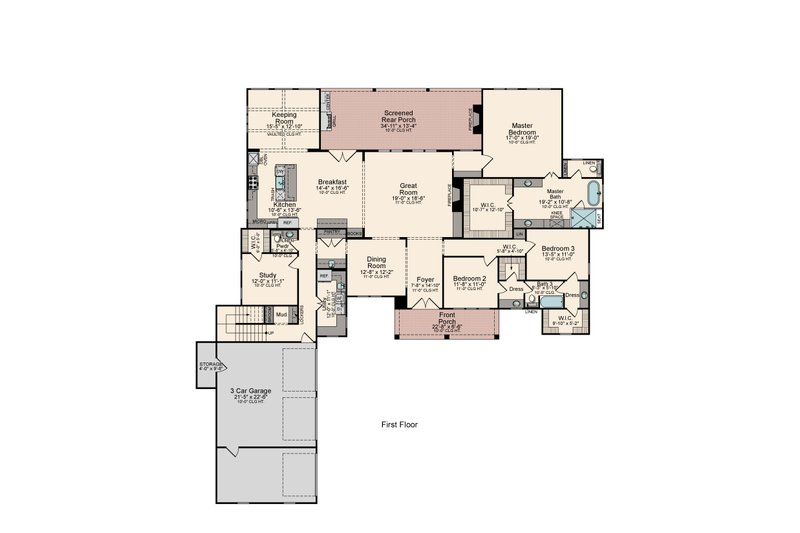 Architectural House Design - Floor Plan - Main Floor for Traditional House Plan #1081-29 - 5 bed, 5.5 bath
