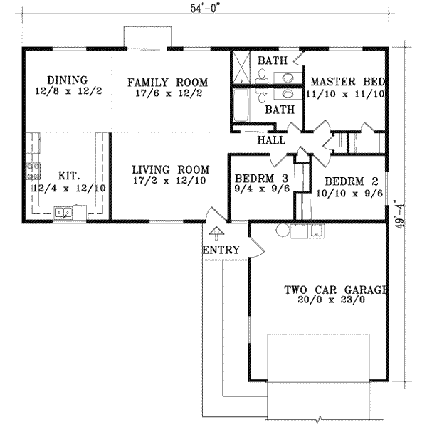 Ranch Floor Plan - Main Floor Plan #1-1246