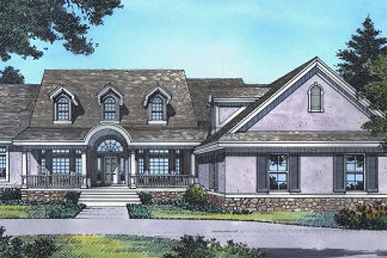 Exterior - Front Elevation for European House Plan #417-349 - 3 bed, 4 bath