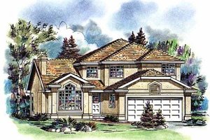 European Exterior - Front Elevation Plan #18-255