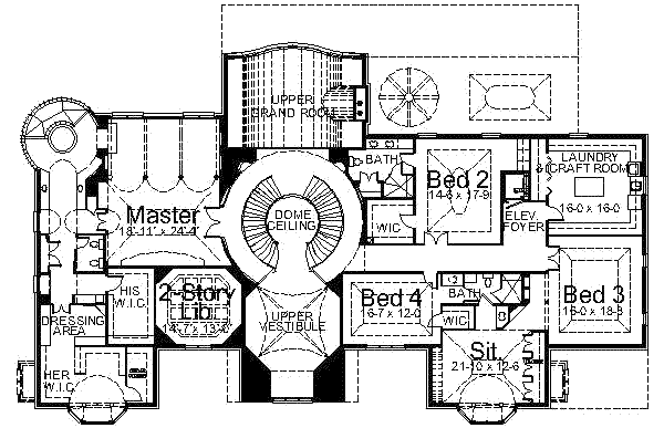 House Blueprint - European Floor Plan - Upper Floor Plan #119-219