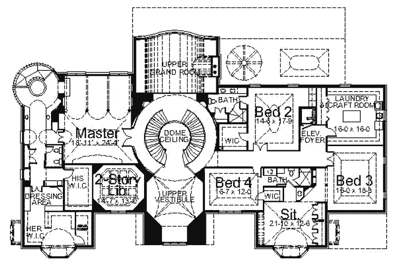 Home Plan - Floor Plan - Upper Floor for European House Plan #119-219 - 5 bed, 4 bath