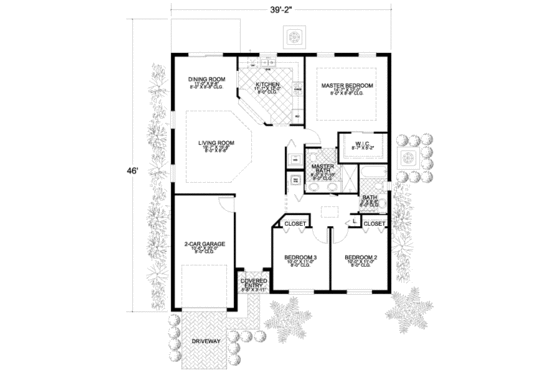 Floor Plan - Main Floor for Mediterranean House Plan #420-251 - 3 bed, 2 bath
