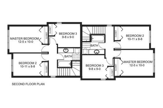 Floor Plan - Upper Floor for Contemporary House Plan #126-273 - 3 bed, 1.5 bath