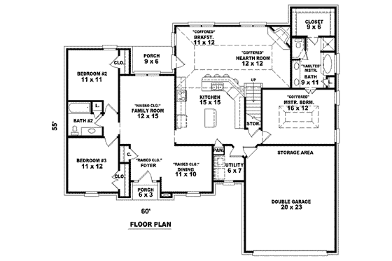 Floor Plan - Main Floor for Traditional House Plan #81-946 - 3 bed, 2 bath