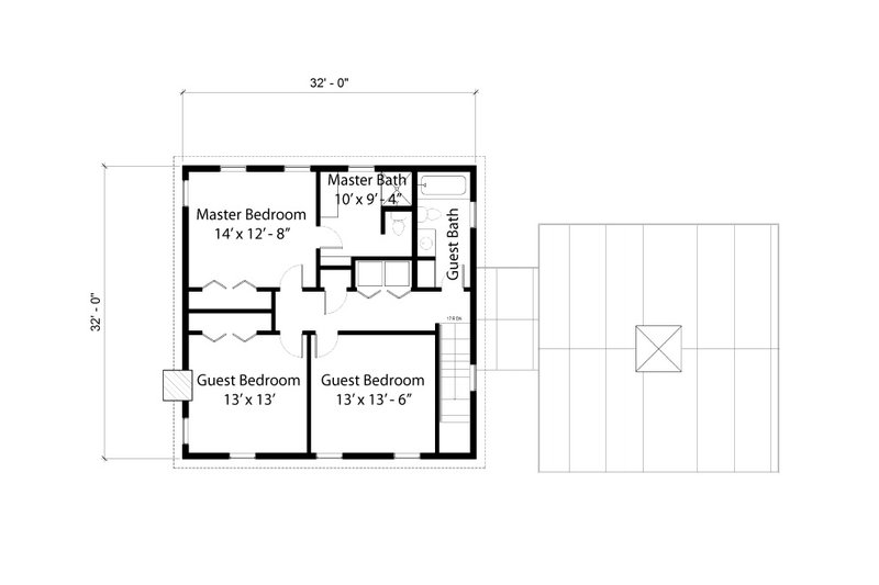 Architectural House Design - Floor Plan - Upper Floor for Colonial House Plan #497-19 - 3 bed, 2.5 bath