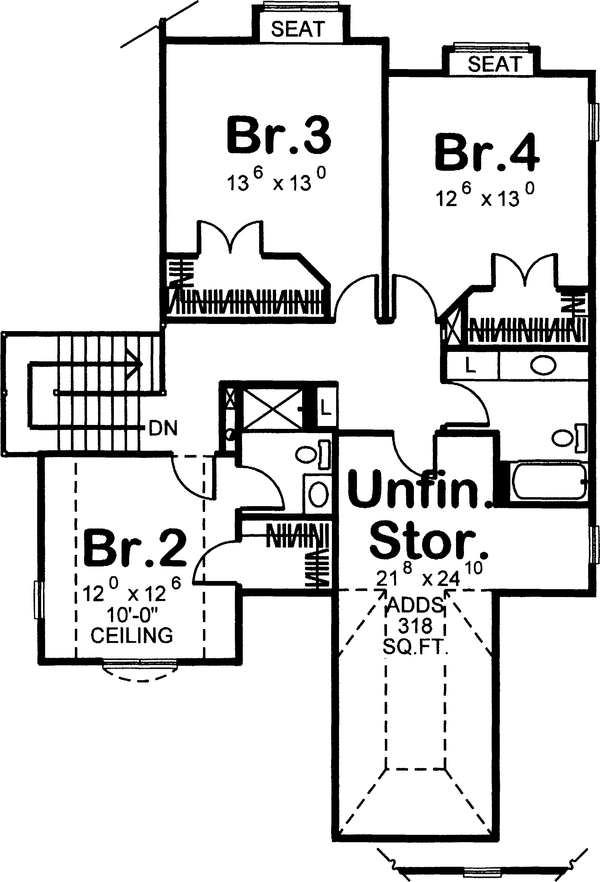 House Blueprint - European Floor Plan - Upper Floor Plan #455-189