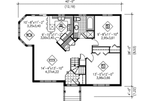 Floor Plan - Main Floor for Traditional House Plan #25-175 - 2 bed, 1 bath