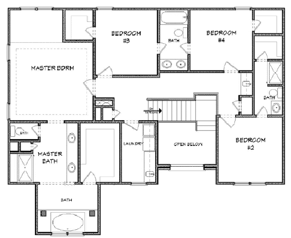 Traditional Floor Plan - Upper Floor Plan #6-223