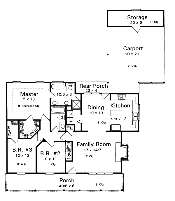 Architectural House Design - Farmhouse Floor Plan - Main Floor Plan #41-107
