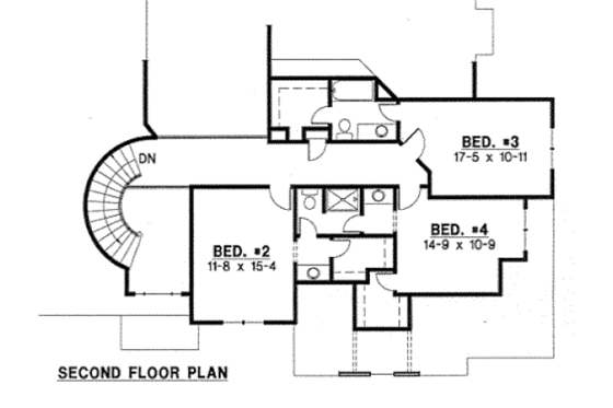Floor Plan - Upper Floor for Traditional House Plan #67-755 - 4 bed, 3.5 bath