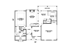 Floor Plan - Main Floor for Traditional House Plan #81-799 - 3 bed, 2.5 bath