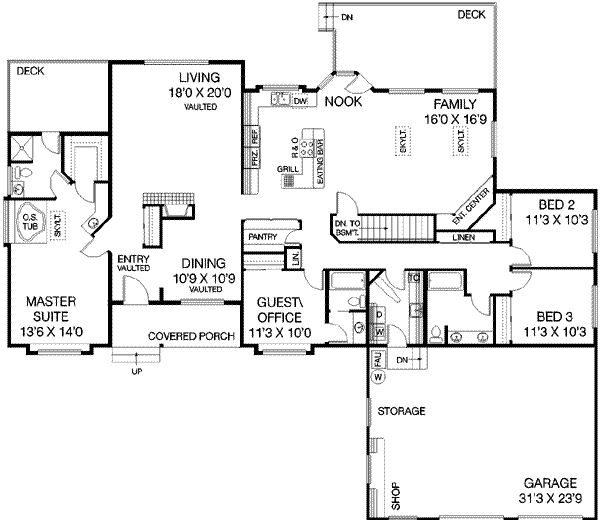Architectural House Design - Traditional Floor Plan - Main Floor Plan #60-239