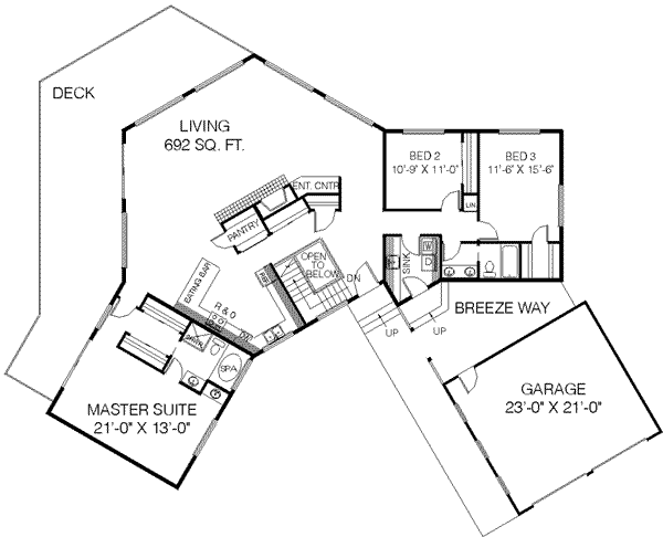 Ranch Floor Plan - Main Floor Plan #60-365