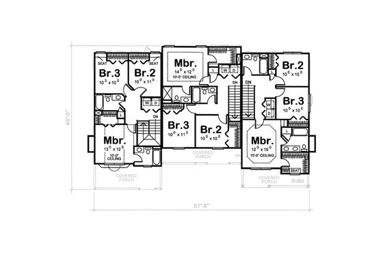 Floor Plan - Upper Floor for Traditional House Plan #20-402 - 3 bed, 2.5 bath