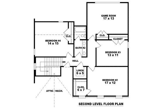 Floor Plan - Upper Floor for Colonial House Plan #81-1483 - 4 bed, 2.5 bath