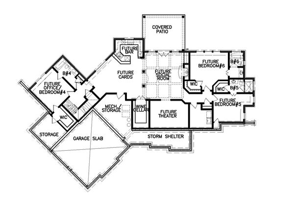 Farmhouse Floor Plan - Lower Floor Plan #54-383