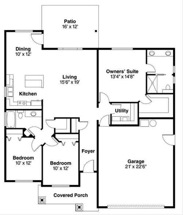 Home Plan - Craftsman Floor Plan - Main Floor Plan #124-775