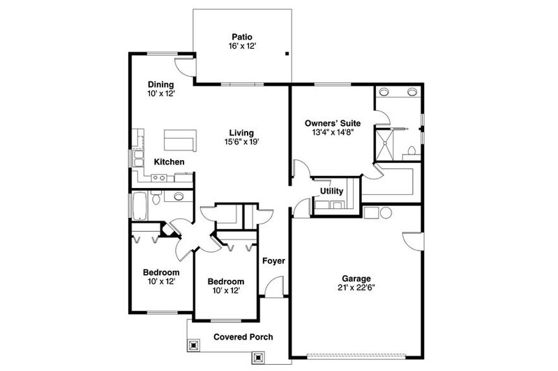 House Plan Design - Floor Plan - Main Floor for Craftsman House Plan #124-775 - 3 bed, 2 bath