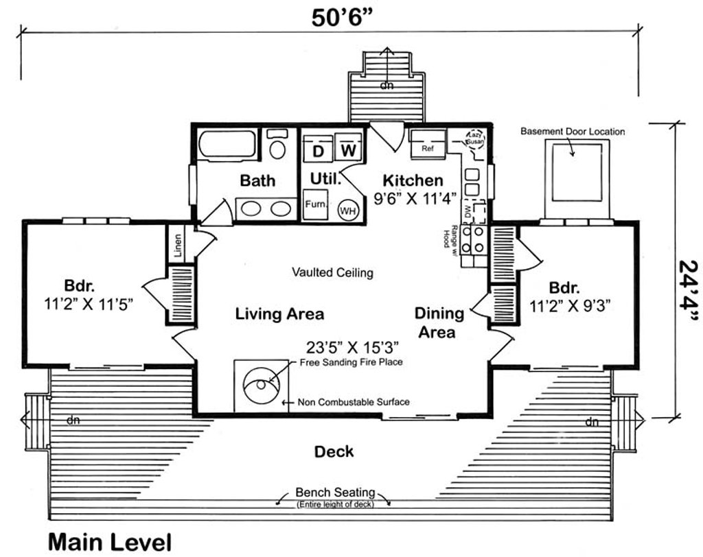Floor Plan - Main Floor for Contemporary House Plan #312-566 - 2 bed, 1 bath