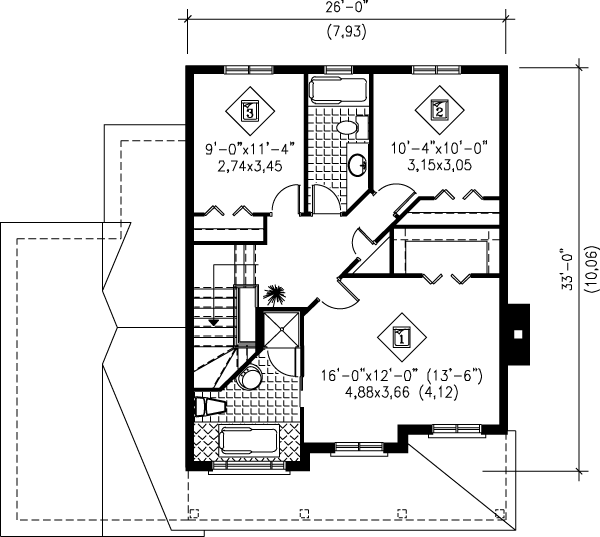 Home Plan - Traditional Floor Plan - Upper Floor Plan #25-242