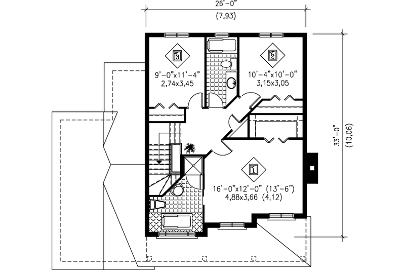 House Plan Design - Floor Plan - Upper Floor for Traditional House Plan #25-242 - 3 bed, 2.5 bath