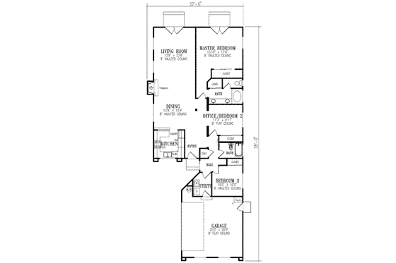 Floor Plan - Main Floor for Adobe / Southwestern House Plan #1-290 - 3 bed, 2 bath