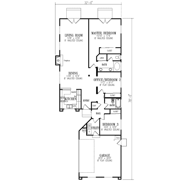 House Plan Design - Adobe / Southwestern Floor Plan - Main Floor Plan #1-290