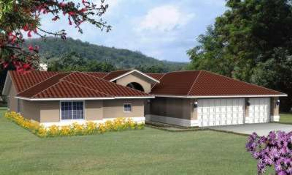 Exterior - Front Elevation 2 for Adobe / Southwestern House Plan #1-516 - 4 bed, 3.5 bath