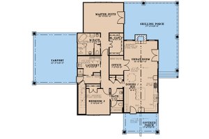 Floor Plan - Main Floor for Craftsman House Plan #923-305 - 2 bed, 2 bath