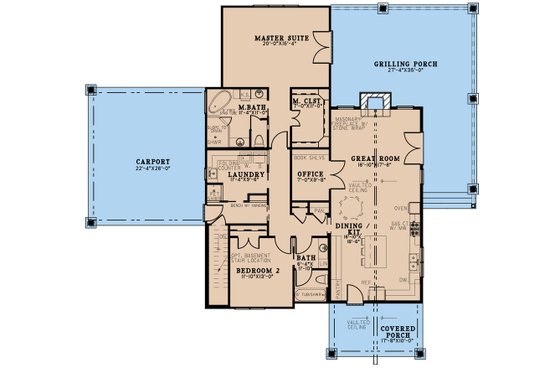 Floor Plan - Main Floor for Craftsman House Plan #923-305 - 2 bed, 2 bath