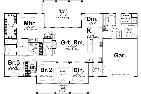 Floor Plan - Main Floor for Colonial House Plan #455-415 - 3 bed, 2 bath