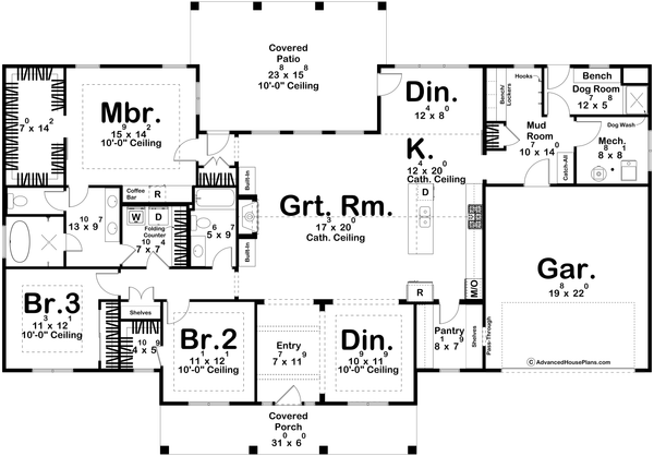 Colonial Floor Plan - Main Floor Plan #455-415