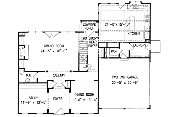 Floor Plan - Main Floor for Colonial House Plan #54-152 - 4 bed, 3.5 bath