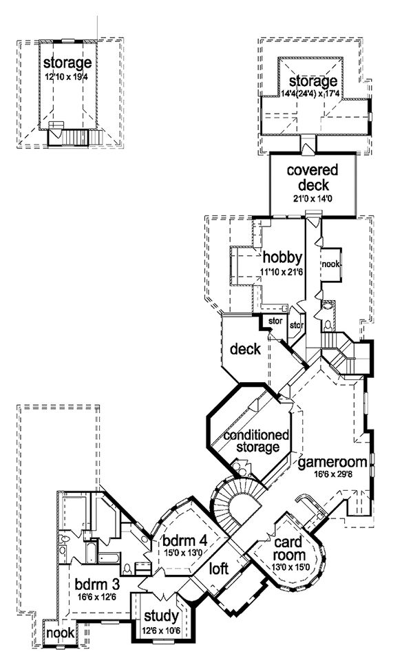 House Design - European Floor Plan - Upper Floor Plan #84-293