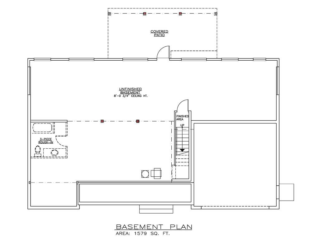 Floor Plan - Lower Floor for Craftsman House Plan #1100-108 - 3 bed, 2 bath