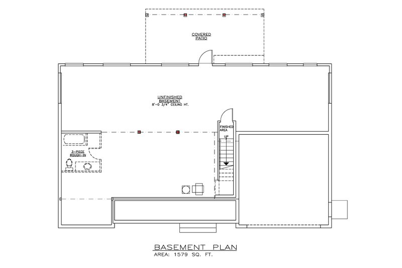 Dream House Plan - Floor Plan - Lower Floor for Craftsman House Plan #1100-108 - 3 bed, 2 bath